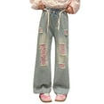 thumbnail image 2 of Ruyang Tween Girls New Ripped Baggy Jeans Trousers Pants Loose Fit Classic Streetwear Vintage Jeans Tracksuit Wide Leg Joggers, 2 of 9