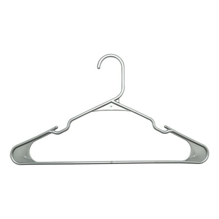 Mainstays Plastic Notched Adult Hangers for Any Clothing Type, Silver Hail 50 Count