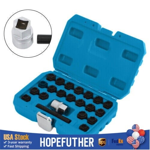 Wheel Locking Key Set Anti-theft Wheel Rim Lug Nut Master Removal Tool Kit 22Pcs for Home Car Maintenance Personal Workshop