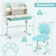 thumbnail image 6 of Kids Desk and Chair Set, Height Adjustable Children School Study Table and Chair Set w/Tilt Desktop, Storage Drawer Hutch, Pen Holder, Student Writing Table, Desk for Kids Boys Girls (Blue), 6 of 16