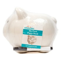 Way to Celebrate! White Ceramic Piggy Bank