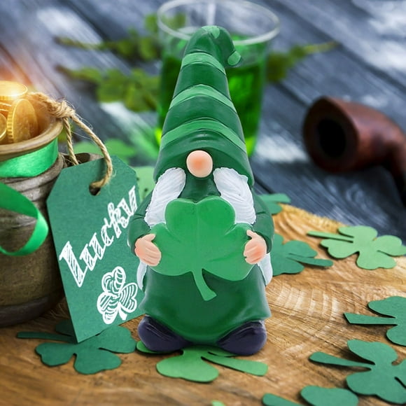 St Patricks Day Figurine 7 Inch Green Figurine Luck Green Figurine For Home Table Christmas Ornament Set Shatterproof