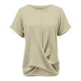 thumbnail image 4 of T Shirts For Women Womens Tops T Shirts Solid Batwing Sleeve Wrap Tee Casual Tshirt Trendy Tee Tops, 4 of 4