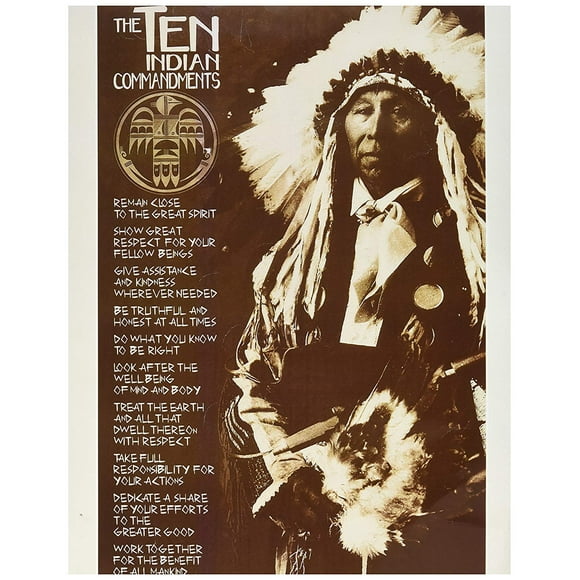 BEYONDTHEWALL Archive Laminated The Ten Indian Commandments Native American Poster 24x36 inches