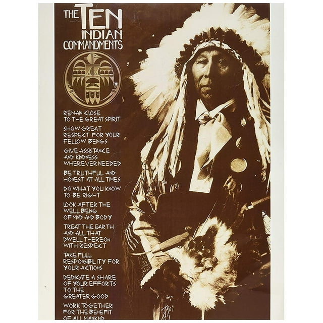 BEYONDTHEWALL Archive Laminated The Ten Indian Commandments Native American Poster 24x36 inches