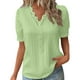 thumbnail image 1 of Gibobby Casual Playera de Manga Corta para Mujer Mujer Verano Encaje Cuello En V Liso Encaje Camisa Elegante Moda Color Sólido Elegante Blusa Manga Corta Cómoda Cam(GN1,XL), 1 of 5