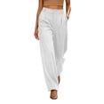 thumbnail image 2 of Mifsaly Womens Wide Leg Dress Pants High Waisted Pleated Trousers Elegant Business Casual Office Work Outfits with Pockets White,M, 2 of 5