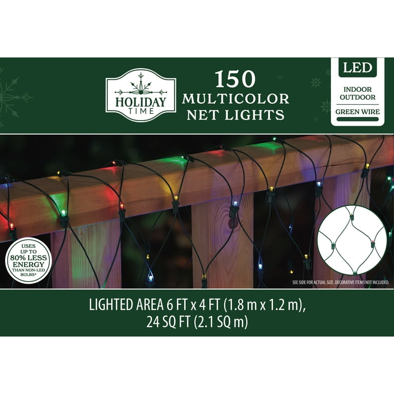 Indoor/Outdoor 150-Count LED Christmas Net Lights, Multicolor, 6