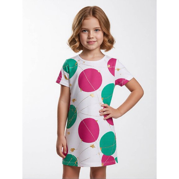 Girls Short Sleeve Summer Dress Casual Fit Classic Cut All-Season Casual Dress for Junior Girls Age 7-13 Holiday Style
