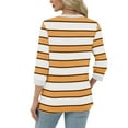 thumbnail image 3 of Fesfesfes Women's Fall T-shirt Contrast Color Three-Quarter Sleeve Round-Neck Straight Hem Tops Pullover Fashion Lightweight Blouses(Orange,M), 3 of 4