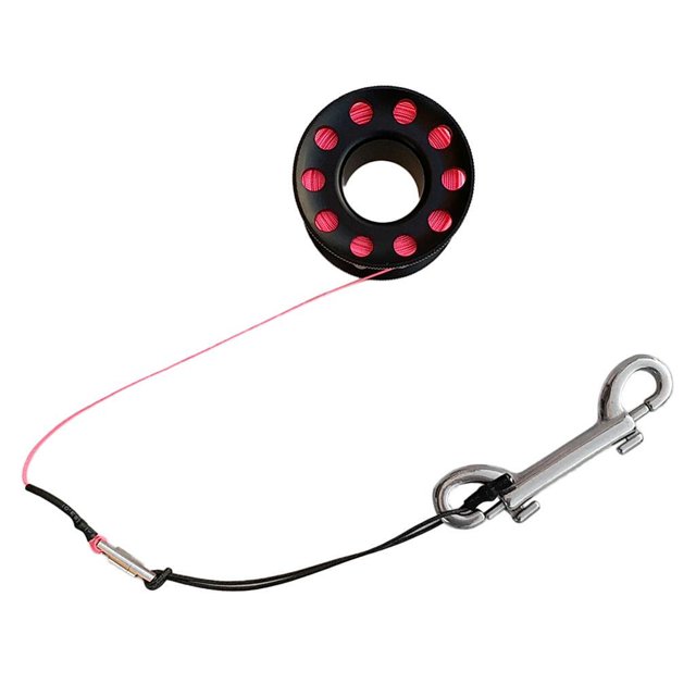 Sonducket Buceo Dedo Carrete Guía Carrete 15m Línea Doble Extremo Perno Snap Púrpura Deportes acuáticos Negro Alambre de 15 m