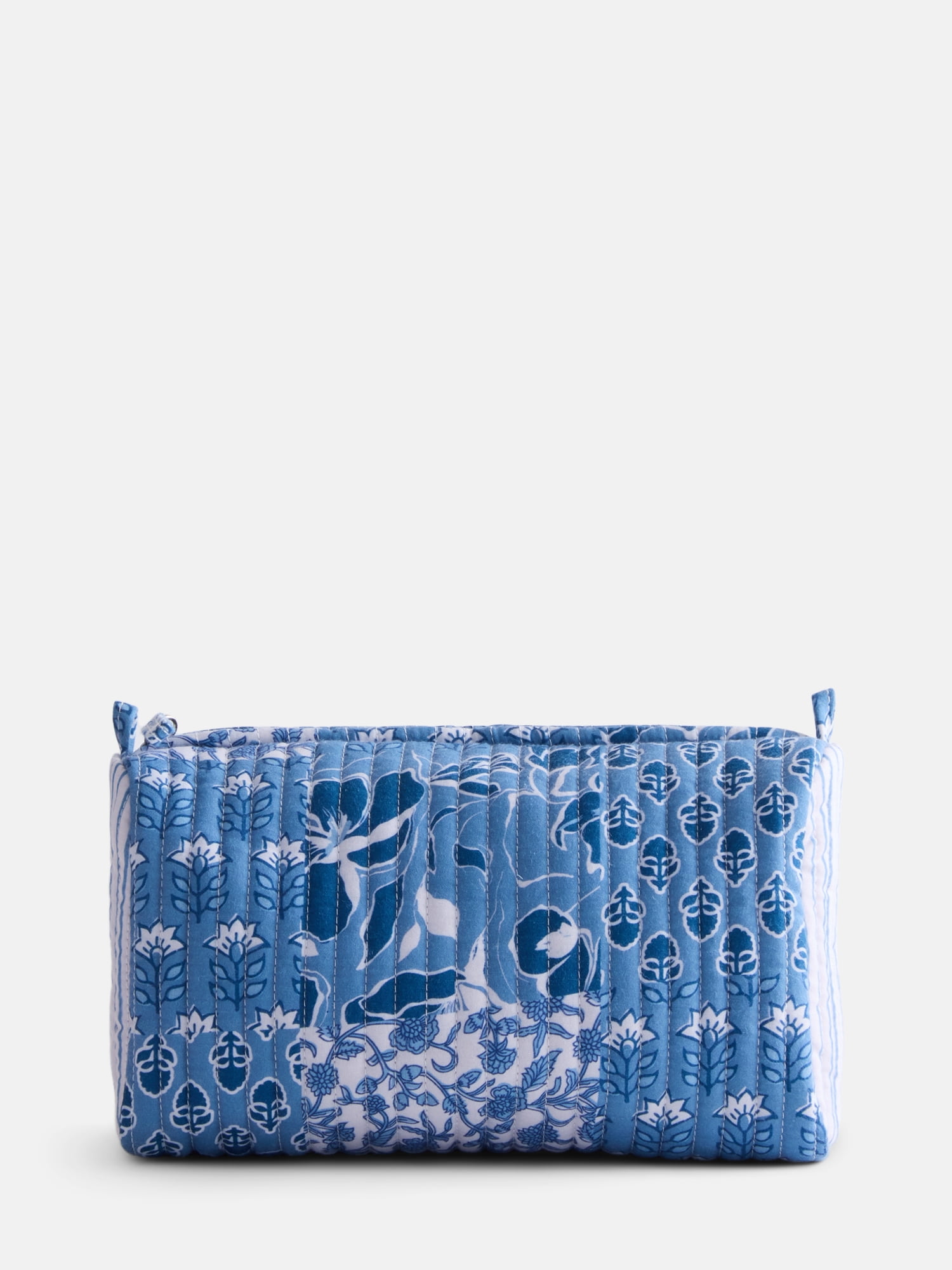 No Boundaries Quilted Pouch with Hair Scrunchie Set, 2-Piece, Women's, Blue Patchwork
