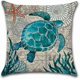 thumbnail image 2 of Juego de 4 fundas de cojín impermeables para exteriores, decorativas para sofá, de 45 x 45 cm (azul con animales marinos)., 2 of 5