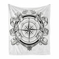 thumbnail image 1 of Compass Soft Flannel Fleece Blanket, Navigation Device Direction Flares Sail Life Marine Inspired Windrose Work of Art, Cozy Plush for Indoor and Outdoor Use, 50" x 70", Black White, by Ambesonne, 1 of 6