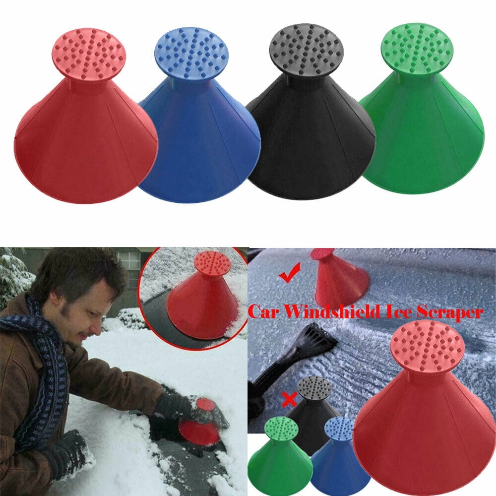 Car Windshield Ice Snow Remover Scraper Tool Cone Shaped Round Funnel w/4 Colors 