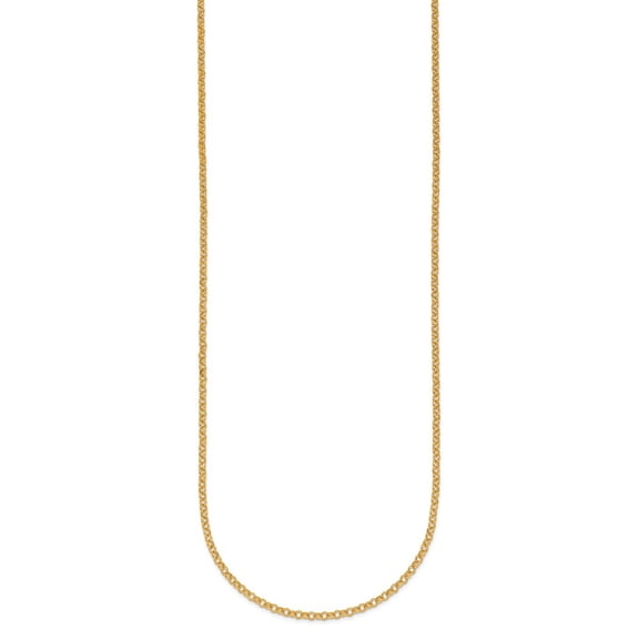 Auriga Fine Jewelry 22K Yellow Gold Polished 2.1 mm Solid Rolo Chain Necklace for Women 16"