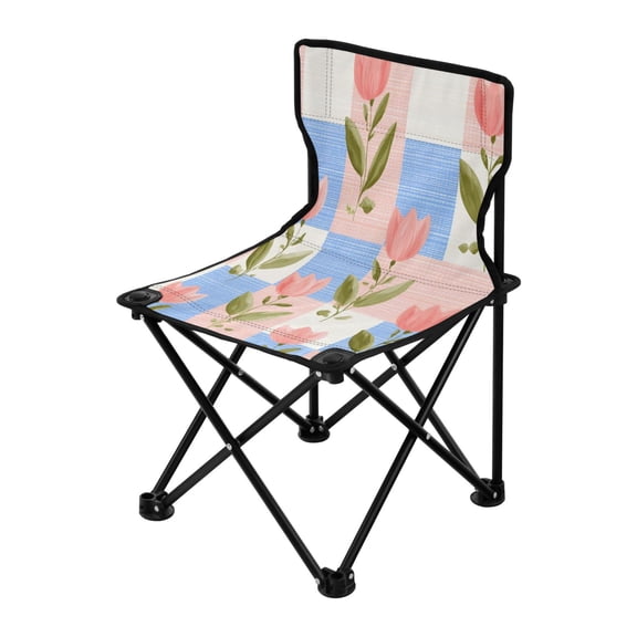 Outdoor Folding Chair 14.46x14.46x22.83 Inches, Camping Folding Chair Easy to Carry Ideal for Outdoor Picnics Camping Park Fishing Pink Tulips Pattern