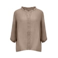 thumbnail image 6 of Women Shirts Neck Embroidered Short Sleeve Casual Blouse Top Holiday Gathering Daily Casual Outfit, 6 of 6