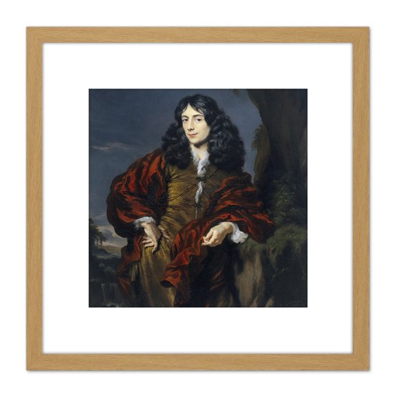 Maes Portrait Of A Young Man 8X8 Inch Square Wooden Framed Wall Art Print Picture with Mount