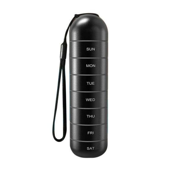 Wswqop Pill Case Tablet 7 Days Reminder Medicine Organizer Aluminium Alloy Pill Box for F