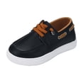 thumbnail image 2 of Kids Casual Boat Shoes Loafers Comfy No-Tie Lace Flat School Shoes for Boys Fashion Versatile Soft Sole Footwear Black 12.5 Little Kids, 2 of 7