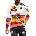 thumbnail image 2 of Handshe Men's Casual Long Sleeve T-Shirt, Round Neck with Carnival Print for Everyday Wear, 2 of 5