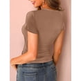 thumbnail image 2 of Summer Women's Scoop Neck Short Sleeve Shirts Ribbed Slim Fitted Casual Basic Top Blouses, 2 of 3