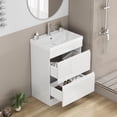 thumbnail image 6 of FFZ 24" Bathroom Vanity Combo with Thick-Edged Ceramic Sink - Handleless Push-Open Design, 2 Soft-Close Doors, Internal Shelf, High-Gloss White, Easy Assembly, 6 of 11