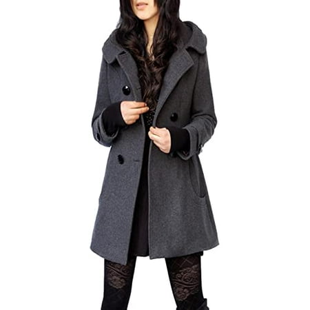 Women S Warm Double Ted Wool Pea Coat Trench Jacket With Hood Canada Women S Warm Double Ted Wool Pea, Women S Peacoats