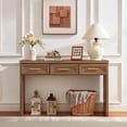 thumbnail image 6 of Joaxswe 47" Solid Wood Console Table, Farmhouse Entryway Table with 3 Drawers, Sofa Console Behind the Couch for Living Room, Hallway, Brown, 6 of 8