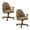 Mocha-Chestnut Oak, variant on Chromcraft Swivel-Tilt Caster Dining Chairs (Set of 2) – Chestnut Wood & Mocha Upholstery