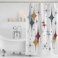 thumbnail image 2 of Blue Red Diamond Shower Curtain, Waterproof Shower Curtains for Bathroom, Modern Geometric Middle Century Washable Fabric Bathtub Curtain Set Bath Decor with 12 Hooks Standard 72"x72", 2 of 6