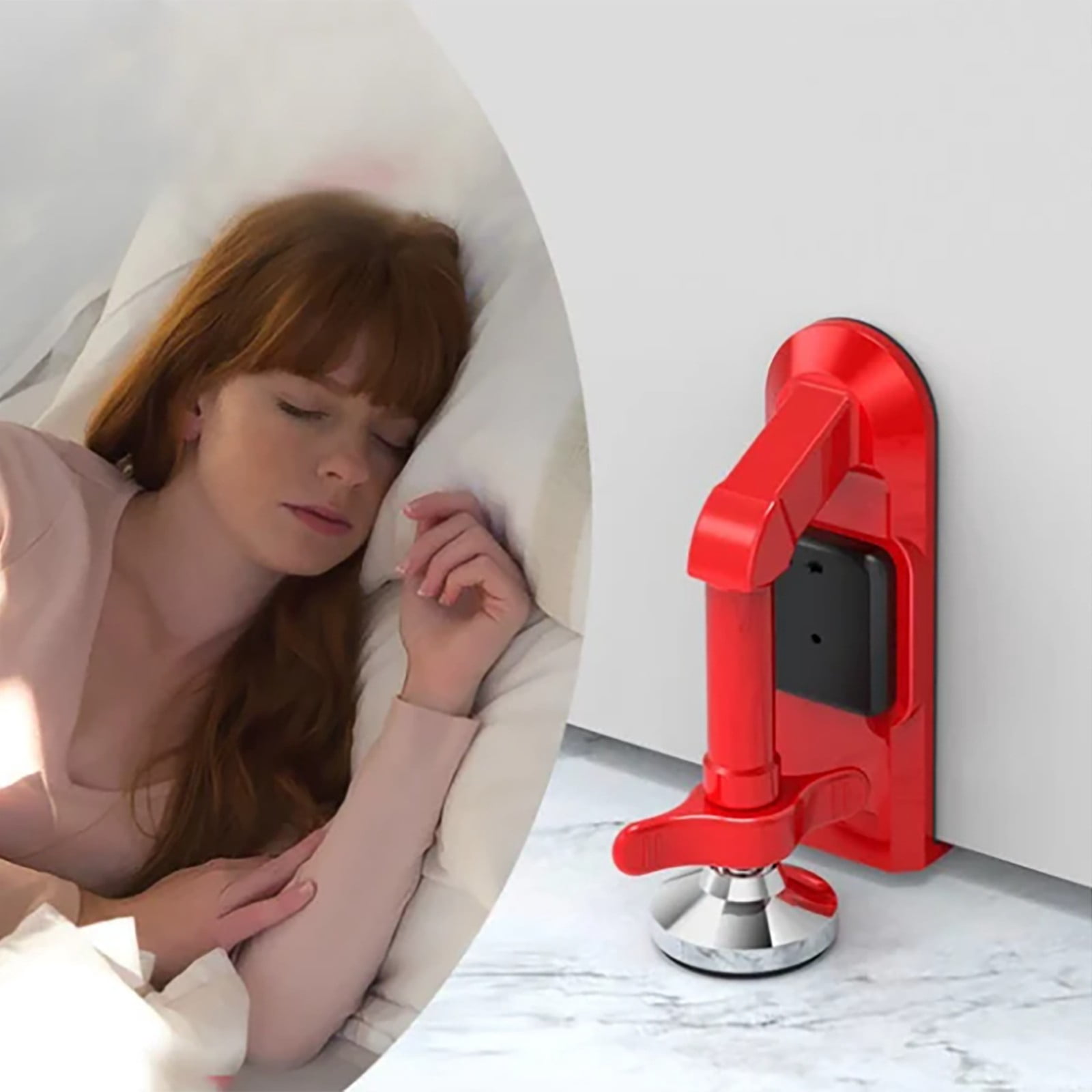 Portable Alarm Door Stopper, Anti-Theft Door Stop Alarm, Adjustable and Easy to Install, Safety Door Stopper Security for Home, Office, Apartment and Travel, Door Security Devices (Red)