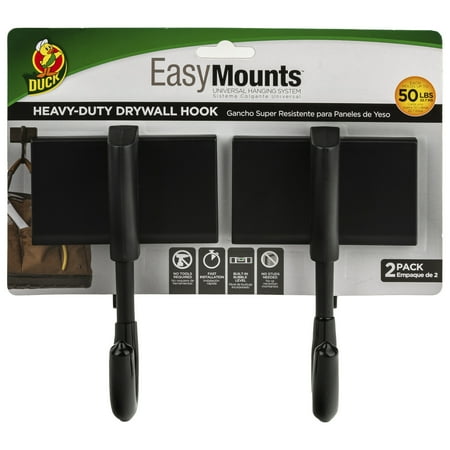 

Duck EasyMounts Garage Hooks- No Tools Required 2 Pack Holds up to 100 lbs Total