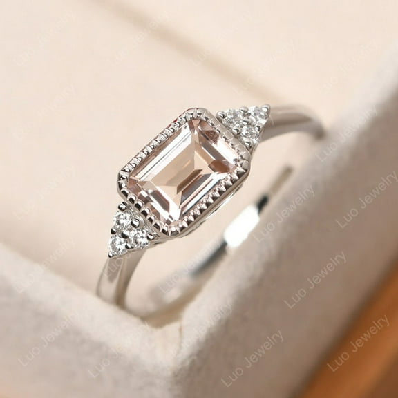 NaturalPeach Morganite Ring, 951 Sterling Silver Gold Plated Ring, Gift for Her, Gemstone Ring, Birthstone Rings for Women, Gift For Her