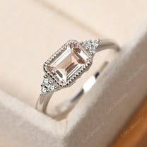 NaturalPeach Morganite Ring, 951 Sterling Silver Gold Plated Ring, Gift for Her, Gemstone Ring, Birthstone Rings for Women, Gift For Her