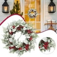 thumbnail image 5 of Christmas Wreath Large Artificial Holiday Wreath with Red Berries Frosted Leaves Front Door Wall Decor for Indoor Outdoor Home Window Seasonal Decor, 5 of 9