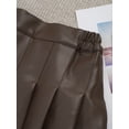 thumbnail image 6 of Miutii Faux PU Leather Skirts for Kids Girls High Waist Pleated Mini Skirts A-line Skater Skirts Casual Solid Skirts Coffee 11-12, 6 of 7