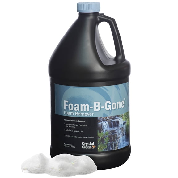 CrystalClear Foam-B-Gone, Koi Fish Pond & Fountain Defoamer, Pond Foam Treatment, 1 Gallon