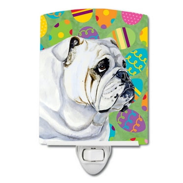 Caroline's Treasures LH9409CNL Bulldog English Easter Eggtravaganza Ceramic Night Light, 6x4x3", multicolor