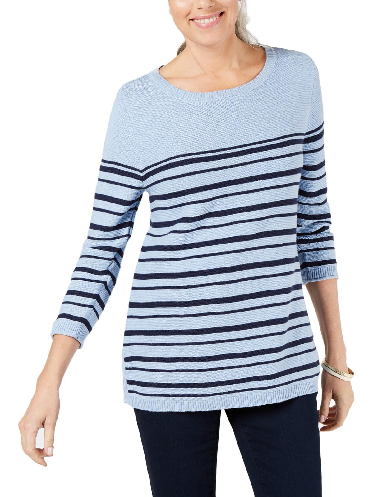Karen Scott Womens Striped Long Sleeves Pullover Sweater - Walmart.com