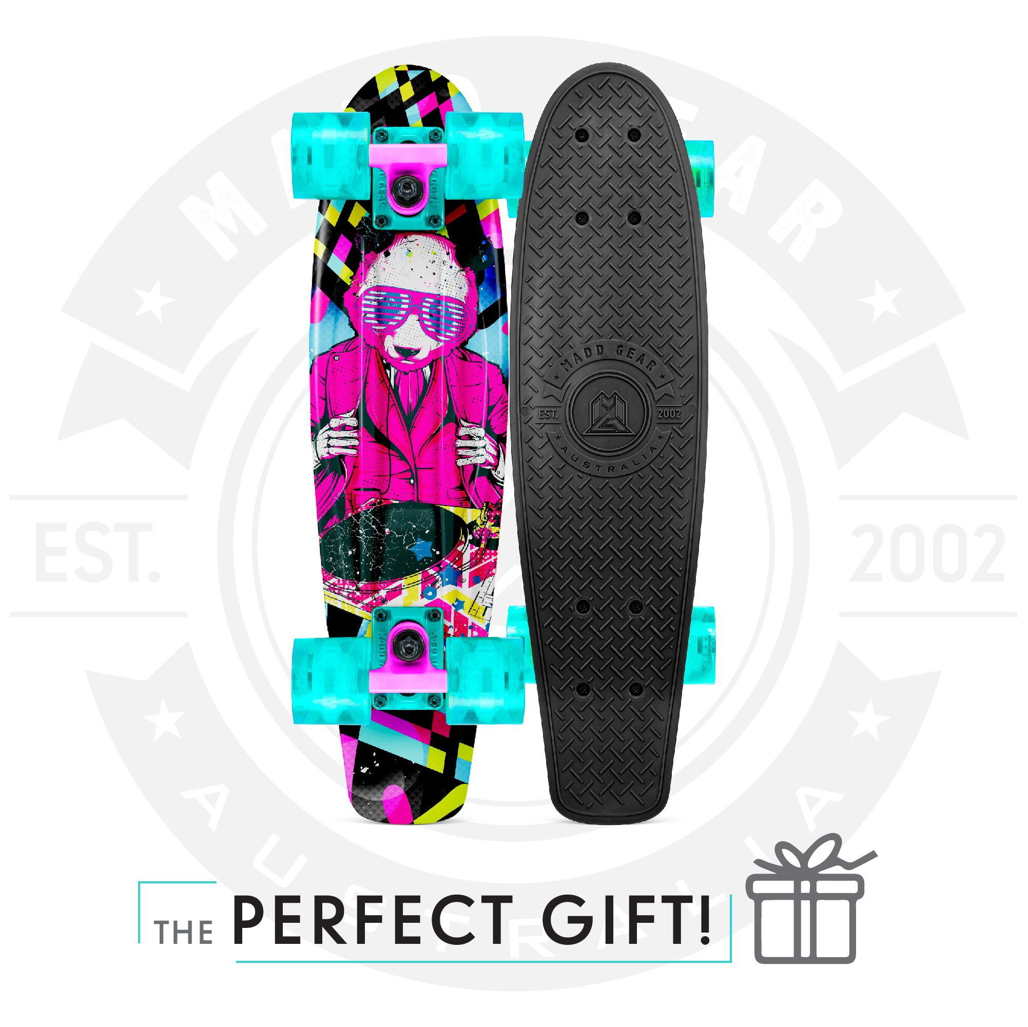 Madd Gear Retro Skateboard – DJ Panda – Great for Ages 5+ - Max Rider Weight 176lbs – 3 Year Manufactured Warranty – Leading Action Sports Brand!