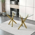 thumbnail image 3 of LUFTUT 71 in Gold Glass Dining Table for 6-8，Large Size Kitchen and Dining Room Table with Tempered Glass top and Gold Metal Legs, for Kitchen, Living Room, Easy Assembly, 3 of 6