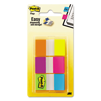 Post-it-2PK Page Flags In Portable Dispenser, Assorted Brights, 60 Flags/Pack