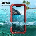 thumbnail image 4 of Compatible avec iPhone 13 Pro max Étui en Métal Étanche, Protecteur d'Écran Intégré Couverture Militaire Robuste Support Complet Protection de l'Objectif de la Caméra pour iPhone 13 Pro max, Rouge, 4 of 5