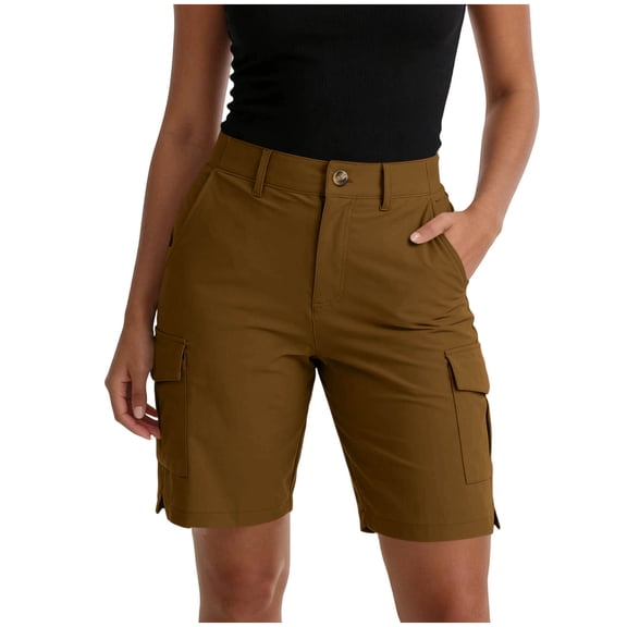 Tumotour Summer Cargo Shorts for Women's Elastic Waist Outdoor Work Shorts Jogging Walkshort Bermuda Short with Pocket