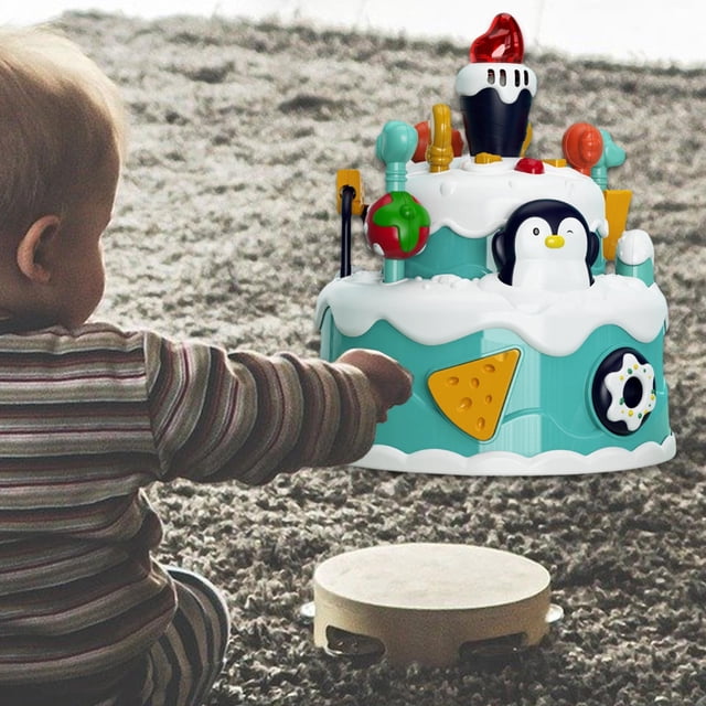 Juguete de tarta de cumpleaños de doble música con dulces Baoblaze Jugar pastel de cumpleaños verde