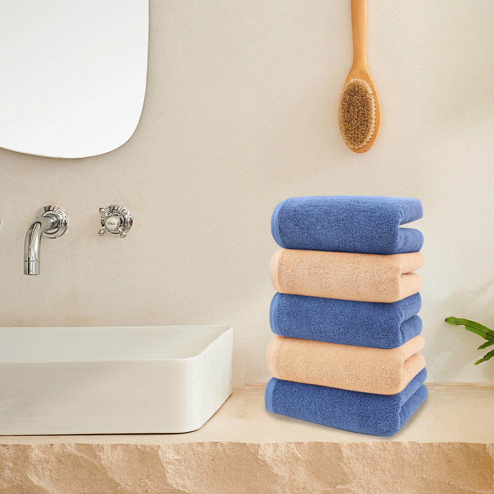 TTJ 5-Pack Plush Cotton Face Towel Set Soft Absorbent Washcloths Durable Quick Dry Hotel Quality Home Spa Essentials Multiuse Wash Towels For Personal Care