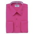 thumbnail image 3 of Berlioni Italy Men's Convertible Cuff Solid Long Sleeve Dress Shirt Fuchsia, 3 of 3