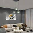 thumbnail image 6 of 3-Light Modern Green Ribbed Glass Pendant Lights Island Hanging Chandelier Globe Shade Flush Mount with Adjustable Cord Ceiling Pendant Light Fixture for Bedroom Living Room Kitchen Farmhouse, 6 of 6